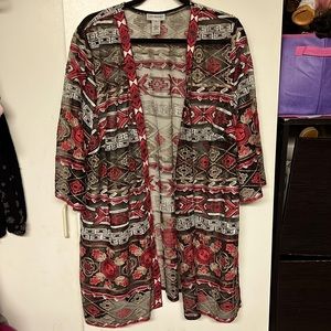 Catherine's 1X Tribal WOW Art-to-Wear Mesh Open Lace Embroidered Boho Jacket